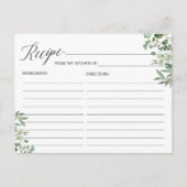 レシピカードのための花嫁シックeucalyptus葉 ポストカード (正面)
