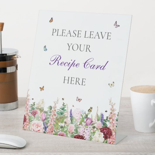 レシピカードのサインエレガントフローラと蝶 台座サイン (インサイチュ)