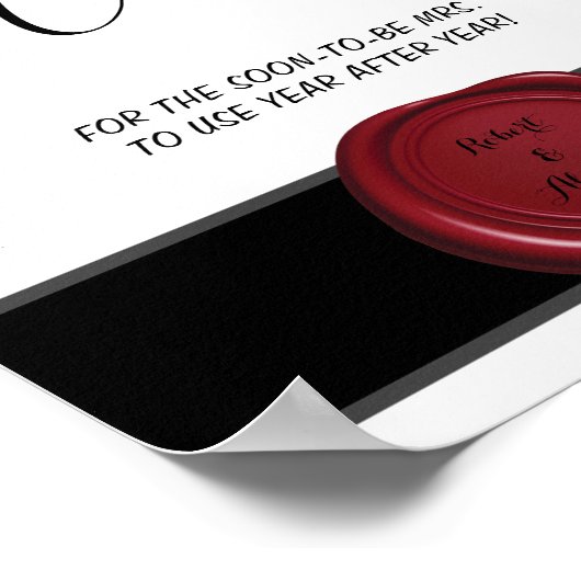 レシピカードをここに置くペン&インクウェルのシャワーのサイン ポスター (角)