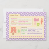 レシピカードを焼くブライダルシャワーはパーティーの招待を焼きます 招待状 (正面)