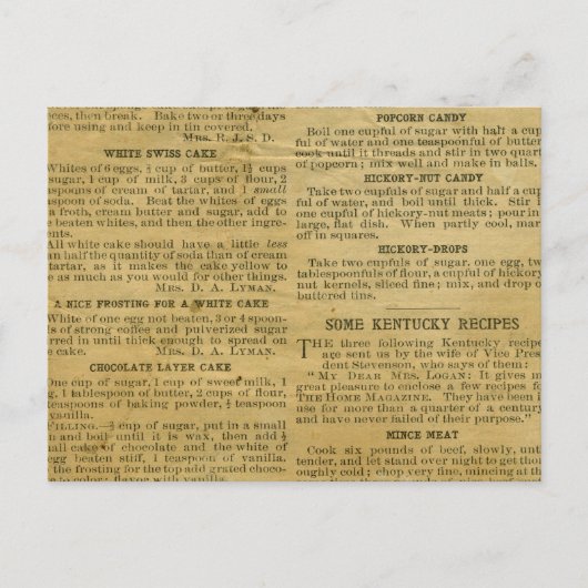 レシピカードアンティークケンタッキー ポストカード (正面)