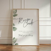 レシピカードセージグリーンユーカリブライダルシャワー 台座サイン