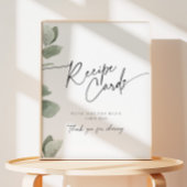 レシピカードセージグリーンユーカリブライダルシャワー 台座サイン