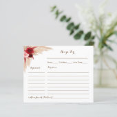 レシピカードパンパスグラスブライダルシャワーレシピカード (スタンド正面)