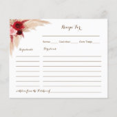 レシピカードパンパスグラスブライダルシャワーレシピカード (正面)