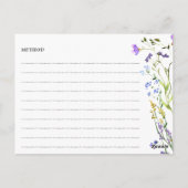 レシピカードパープルワイルドフラワーブライダルシャワー ポストカード (裏面)