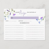 レシピカードパープルワイルドフラワーブライダルシャワー ポストカード (正面)