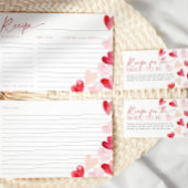 レシピカードピンクバレンタインハートブライダルシャワー 招待状