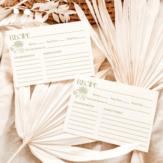 レシピカードフレッシュオフザマーケットブライダルシャワー 招待状