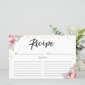 レシピカードフローラピンク金ゴールドブライダルシャワー花 (スタンド正面)
