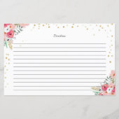 レシピカードフローラピンク金ゴールドブライダルシャワー花 (裏面)