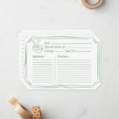 レシピカードブライダルシャワーエレガントセージ緑 ノートカード (正面/裏面インサイチュ)