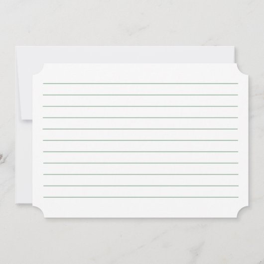 レシピカードブライダルシャワーエレガントセージ緑 ノートカード (裏面)