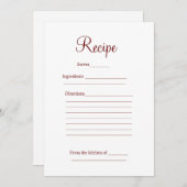 レシピカードブライダルシャワーパーティー結婚の追加詳細 シーズンカード (正面/裏面)