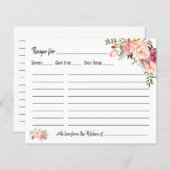 レシピカードブライダルシャワーピンクフローラ結婚ズ (正面/裏面)