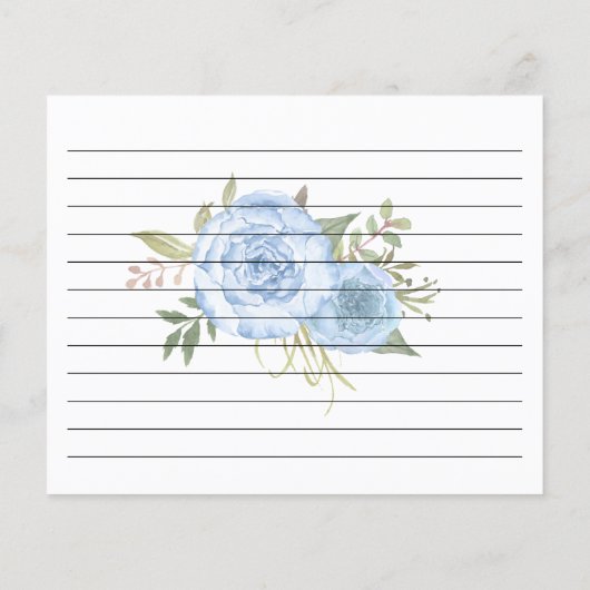 レシピカードブライダルシャワーブルーフローラ結婚ズ (裏面)