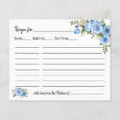 レシピカードブライダルシャワーブルーフローラ結婚ズ (正面)