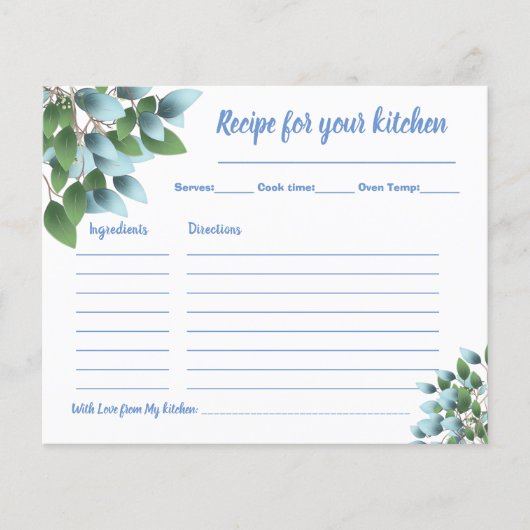 レシピカードブライダルシャワーユーカリプタス チラシ (正面)