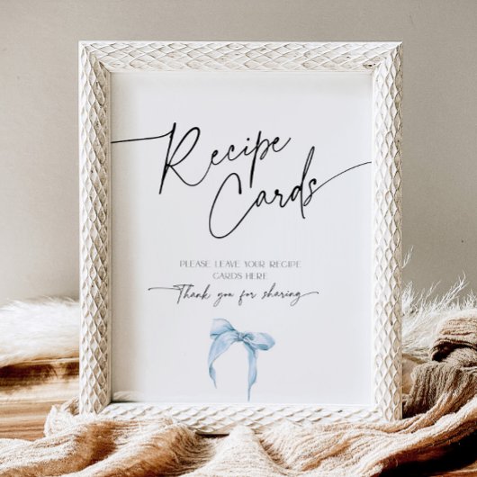 レシピカードブライダルシャワー何かブルーダスティボウ 台座サイン