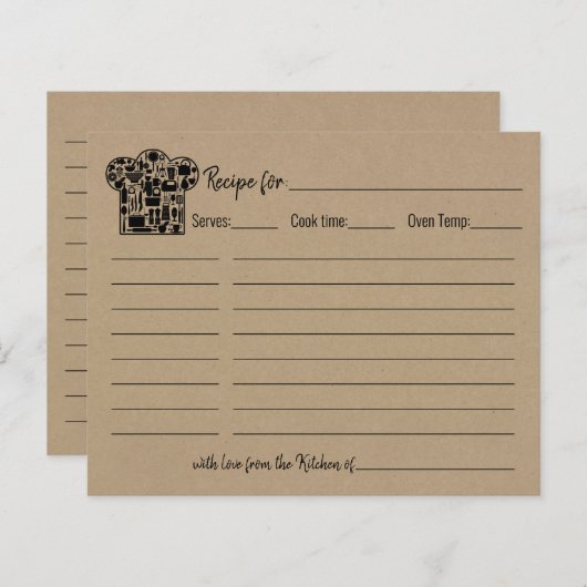 レシピカードブライダルシャワー素朴ウェディングシャワー (正面/裏面)