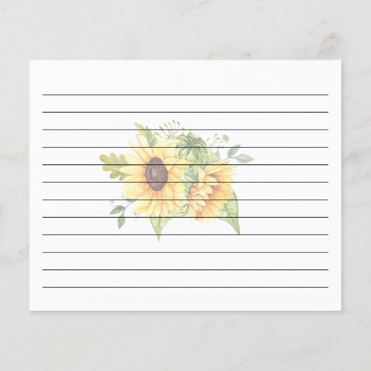 レシピカードブライダルシャワー結婚のひまわりカード (裏面)