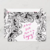 レシピカードブライダルシャワー |白黒フローラ ポストカード (正面/裏面)