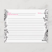 レシピカードブライダルシャワー |白黒フローラ ポストカード (裏面)