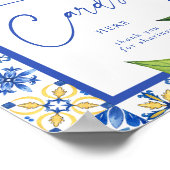 レシピカードブルータイルレモンブライダルシャワー標識 ポスター (角)