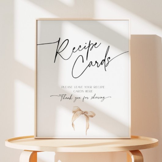 レシピカードベージュボウブライダルシャワー結び目 台座サイン