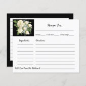 レシピカードホワイトローズブライダルシャワーカード (正面/裏面)