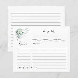 レシピカードユーカリプスグリーンブライダルシャワー