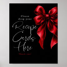 レシピカードレッドボウブライダルシャワー標識