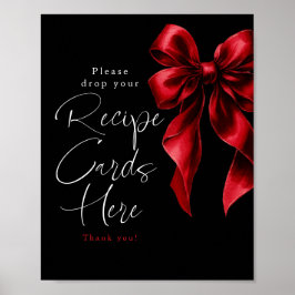 レシピカードレッドボウブライダルシャワー標識 ポスター