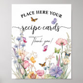 レシピカードワイルドフラワー蝶ブライダルシャワー ポスター (正面)