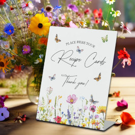 レシピカードワイルドフラワー蝶ブライダルシャワー 台座サイン