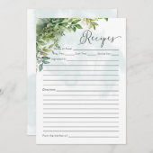 レシピカード水彩緑色赤ちゃんシャワーゲーム 招待状 (正面/裏面)