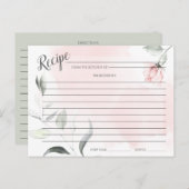 レシピカード水彩赤面ピンクワイルドバラ ポストカード (正面/裏面)