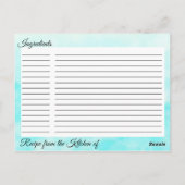 レシピカード海ショアビーチをテーマ結婚にした ポストカード (裏面)