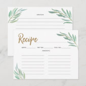 レシピカード素朴 – 緑のブライダルシャワーレシピ ポストカード (正面/裏面)