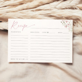 レシピカード花嫁赤面ピンク野草花 招待状