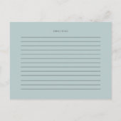 レシピカード |ほこりっぽい青い水色ユーカリ ポストカード (裏面)