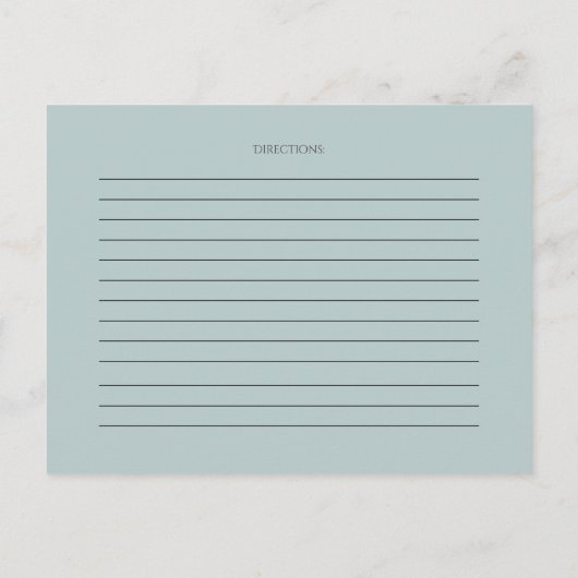 レシピカード |ほこりっぽい青い水色ユーカリ ポストカード (裏面)