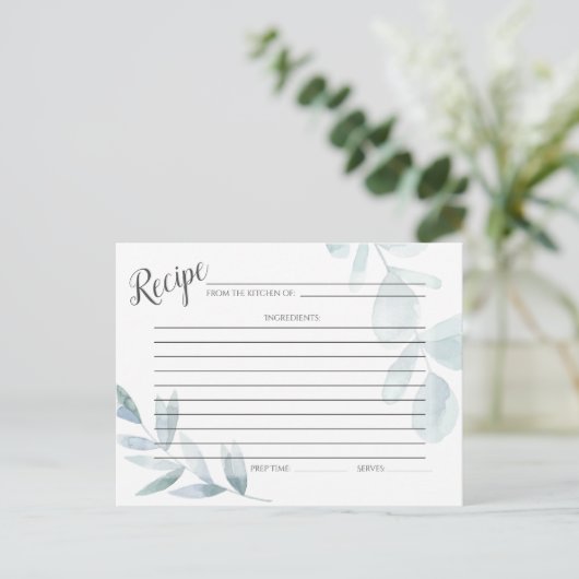 レシピカード |ほこりっぽい青い水色ユーカリ ポストカード (スタンド正面)