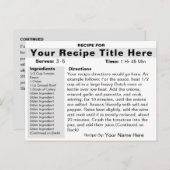 レシピカード インビテーションポストカード (正面/裏面)