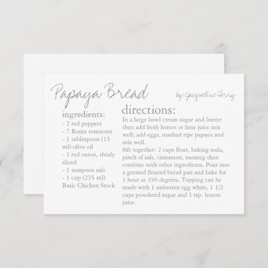 レシピカード |レシピグレー (正面/裏面)