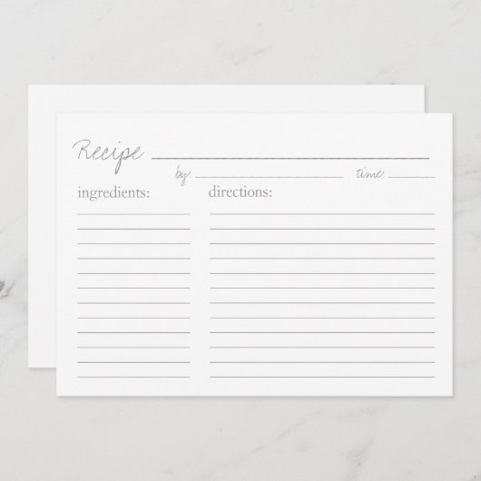 レシピカード | レシピスタイル - 5x7 (正面/裏面)