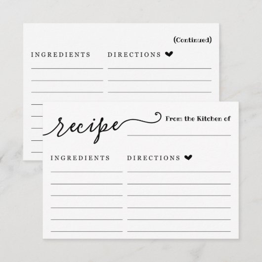 レシピカード 招待状 (正面/裏面)