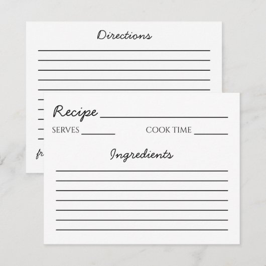 レシピカード 招待状 (正面/裏面)