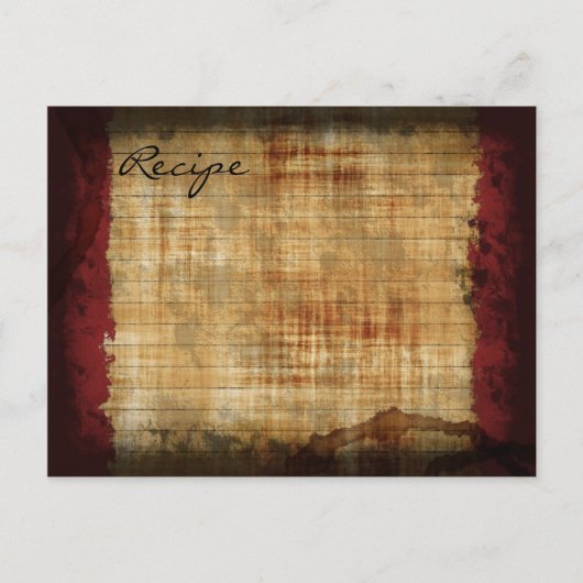 レシピカード – 汚れのある古い ポストカード (正面)