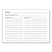 レシピカード | 秋サンフラワーズネイビーブライダルシャワー テーブルナンバー (裏面)